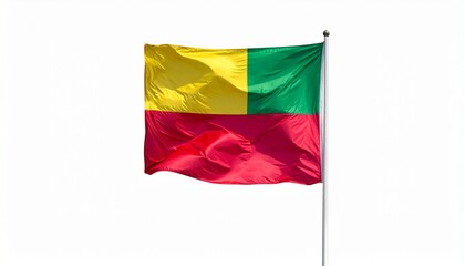 Benin national flag with green, yellow, and red stripes on vertical and horizontal layout.