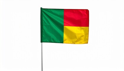 Obraz premium Benin national flag with green, yellow, and red stripes on vertical and horizontal layout.