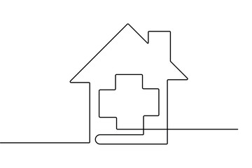 Medical cross one line drawing simple minimalist outline vector art
