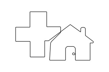 Medical cross one line drawing simple minimalist outline vector art

