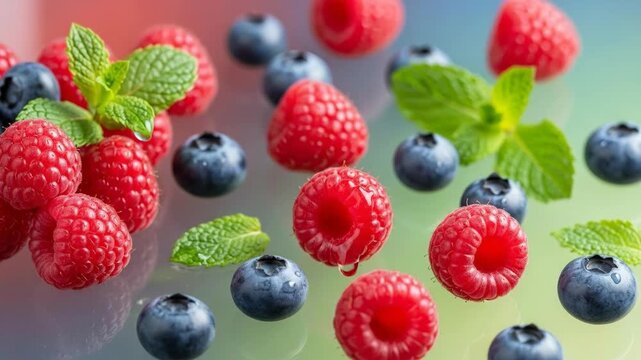 Fresh Berries - A Colorful Mix of Raspberries and Blueberries.