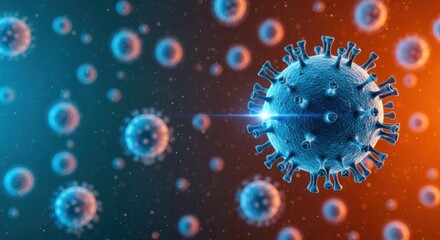 Microscopic 3d rendering of a coronavirus or pathogen causing global infection