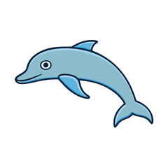 Fototapeta premium Cartoon Dolphin Jumping Out of Water ocean marine