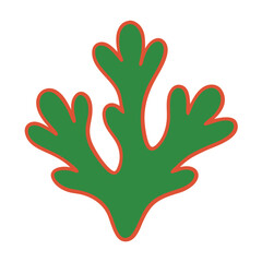 Obraz premium Green Coral Branch with Orange Outline ocean marine