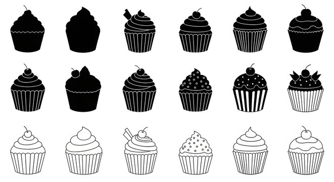 Delightful cupcake collection for baking enthusiasts, perfect for sweet treats, party invitations, and dessert menus, celebrate with charming designs