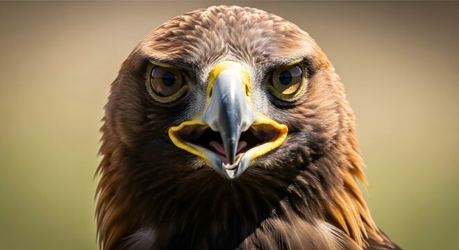 A sharp editorial portrait of a golden eagle showing its intensity and feather detail. - Powered by Adobe
