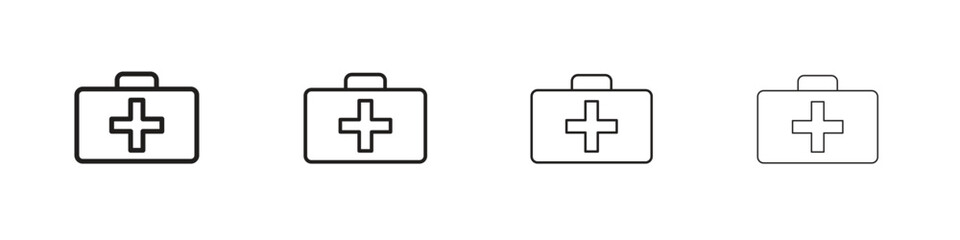 Obraz premium Doctor bag icon set. editable stroke eps 10 vector illustration.