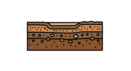 Cross-section illustration of soil layers showing erosion and deposition, with a shallow depression on the surface.