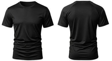 Sleek black athletic t-shirt showcasing front and back design for sportswear promotion or mockups