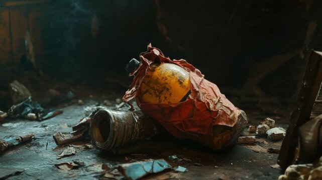 Video A yellow fire hydrant sits on top of a dirty floor, ready for use