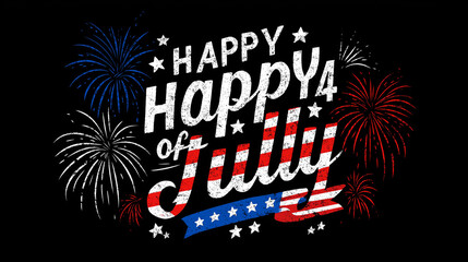 Patriotic Fourth of July celebration graphic with festive fireworks design.
