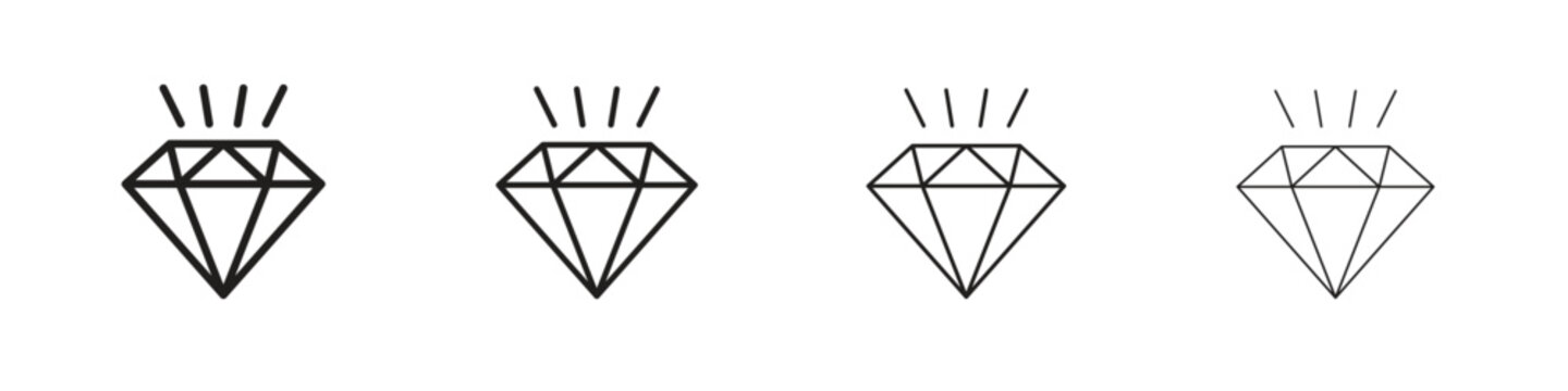 Gem icon set. editable stroke eps 10 vector illustration.