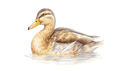 Realistic Watercolor Illustration of a Female Mallard DuckPrint