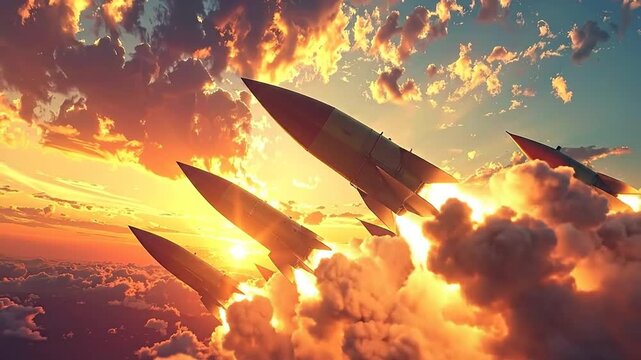 Missiles Soaring Through the Skies A Powerful Display of Propulsion and Aerial Flight
