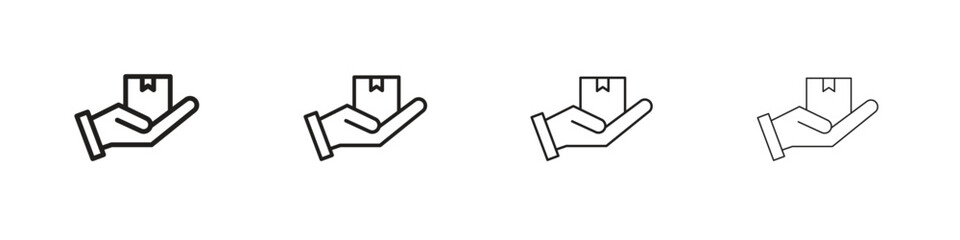 Fototapeta premium Hand holding box icon set. editable stroke eps 10 vector illustration.