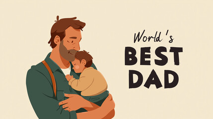 Sweet Father's Day Illustration: A Dad Holding His Sleeping Child