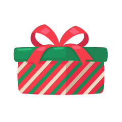 Christmas Gift Box with Red Bow Illustration