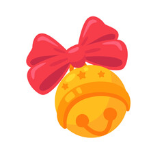 Festive Golden Christmas Jingle Bell with Red Bow