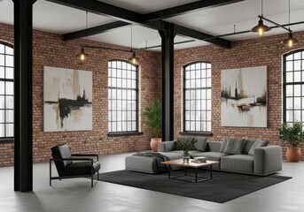 Modern Industrial Living Room Interior Design