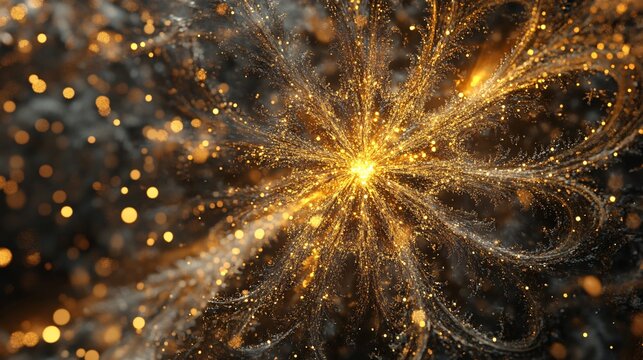 Golden Starburst Fantasy with Sparkling Confetti - Powered by Adobe