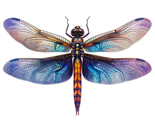 Stylized Dragonfly Illustration PNG on Transparent Background.