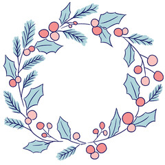 クリスマスのかわいいリース　手描き