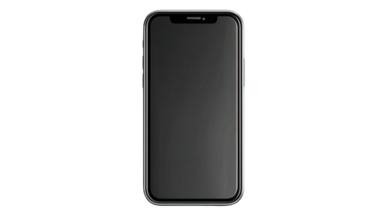 A black smart device with its screen turned off is displayed as a clean minimal electronic form on white background
