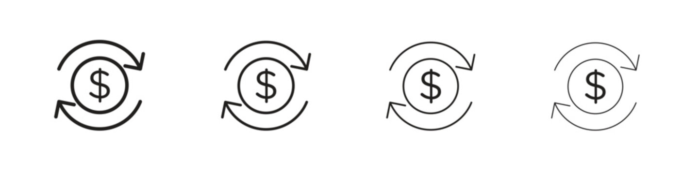 Money exchange icon set. editable stroke eps 10 vector illustration.