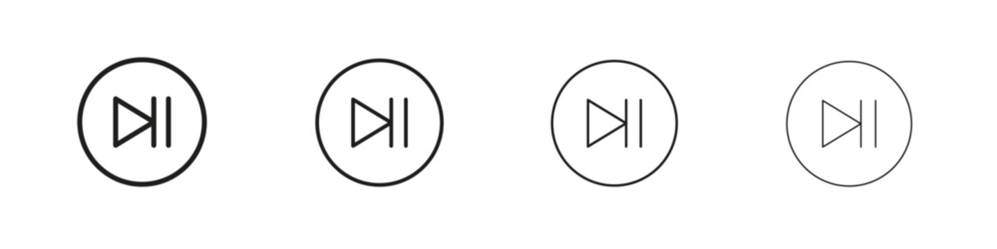 Play pause icon set. editable stroke eps 10 vector illustration.