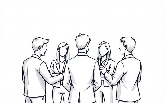 group of people talking and meet up business community one line drawing continuous. thin line illustration contour of networking and meeting group hand drawn copy space. High quality
