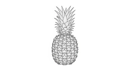 Detailed pineapple illustration showcasing intricate linework on a white background suitable for