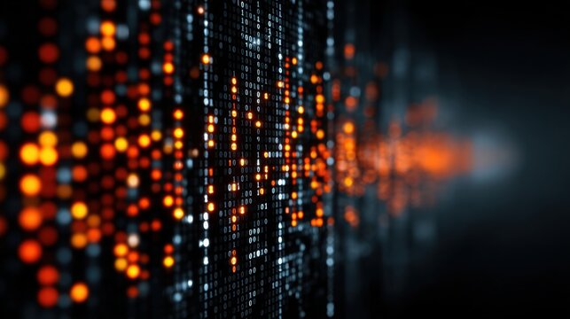 Ai neural network matrix background representing futuristic technology artificial intelligence with binary code aimatrix big data flow visualization