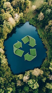 recycling symbol on the water ecology environment green deal 
