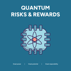 Quantum risks and rewards concept with atom chip illustration