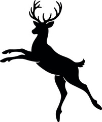 Jumping deer silhouette majestic wildlife vector