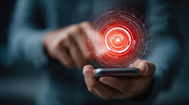 Businessman analyzes digital marketing analytics on smartphone to target customers, using cross feed advertising to increase customer engagement - Powered by Adobe