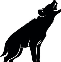 Howling wolf silhouette wild animal nature power