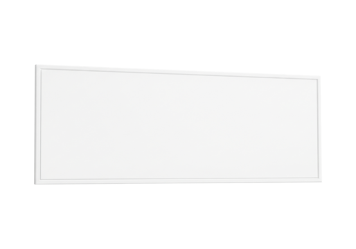 A clean, minimalist blank white rectangular signage strip or panel with a thin frame, isolated on a pure white background for mockup
