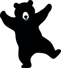 Joyful bear silhouette dancing