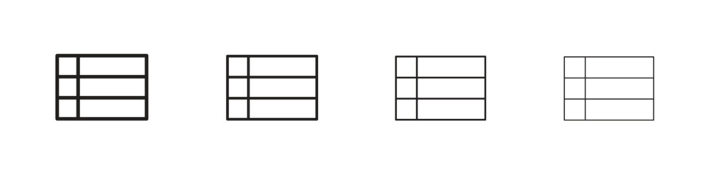 Table layout icon set. editable stroke eps 10 vector illustration.