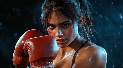 Dedicated Young Female Boxing with Precision