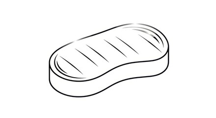 Minimalist line art illustration of a grilled steak perfect for culinary projects and design element