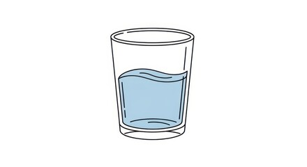 Refreshing hydration: A simple yet vital glass of pure water illustration to stay hydrated
