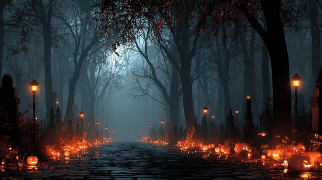 Full moon illuminating dark clouds with flying bats in the halloween night sky, creating spooky and ominous atmosphere