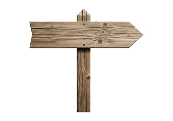 Fototapeta premium Wooden arrow signpost pointing to the right on a white background with a rustic texture, perfect for directional or informational purposes