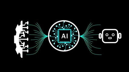 AI engineer holding global network and artificial intelligence systems, machine learning automation prediction recognition algorithms neural networks robotics data processing.4k animation. - Powered by Adobe