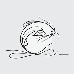 vector silhouette of fish swim