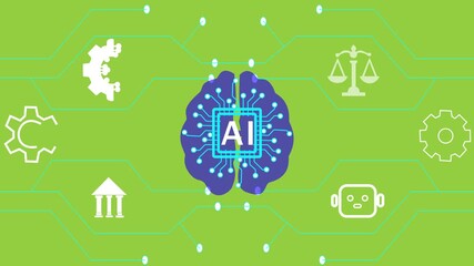 AI engineer holding global network and artificial intelligence systems, machine learning automation prediction recognition algorithms neural networks robotics data processing.4k animation.