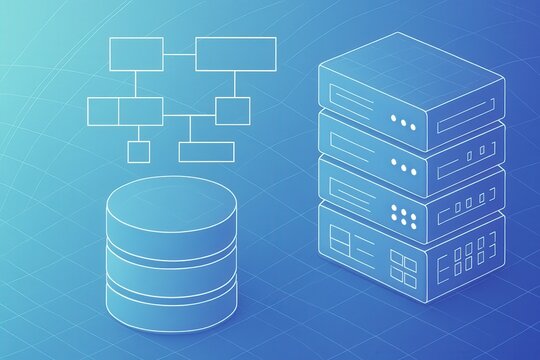 Conceptual diagram of relational database architecture showcasing data management principles and structured storage systems emphasizing technological sophistication and information flow