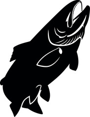 Jumping salmon silhouette fishing nature icon